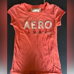Aeropostale Bright Coral AERO 1987 Tee